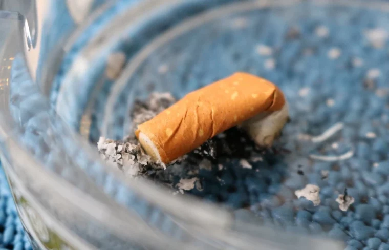 cigarette butt in ash tray