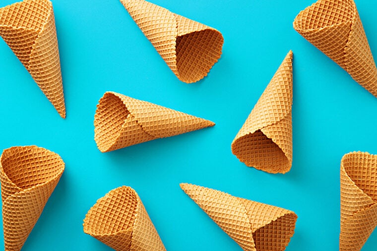 ice cream cones on blue background