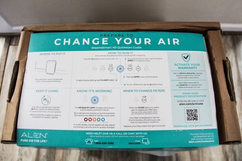 Alen BreatheSmart 45i True HEPA Air Purifier - quickstart guide