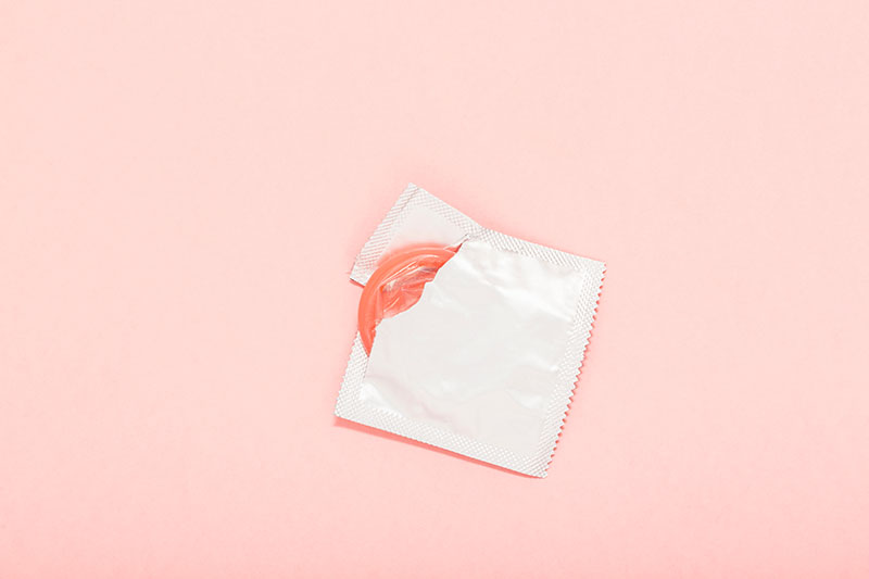 Pink opened condom