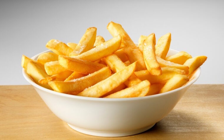 french fries in white bowl