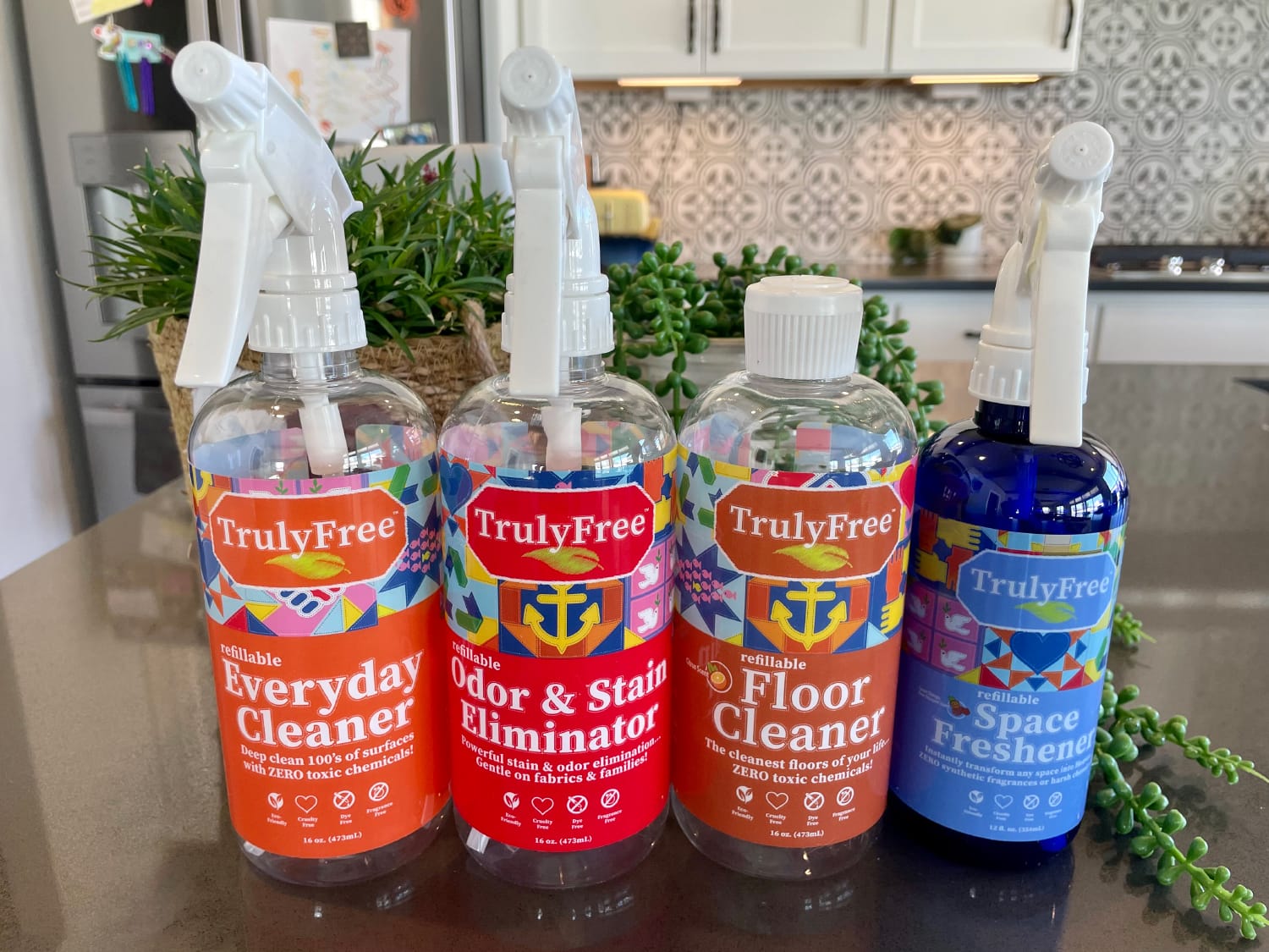 Truly Free Home Pet Cleaning Kit - product bottle on the counter
